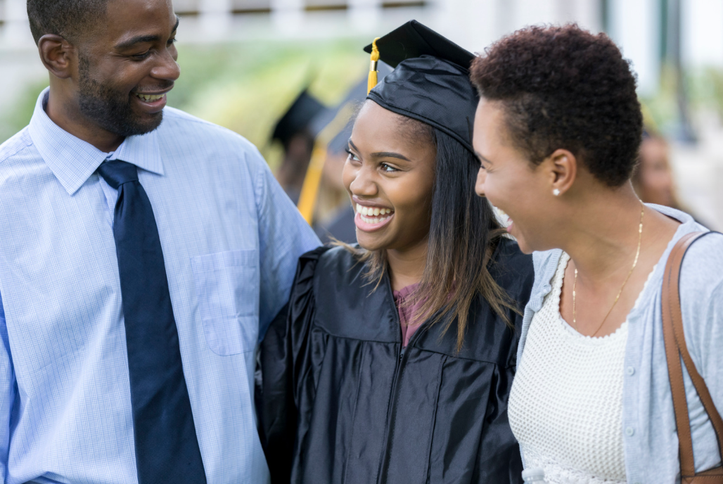 Graduating student with family